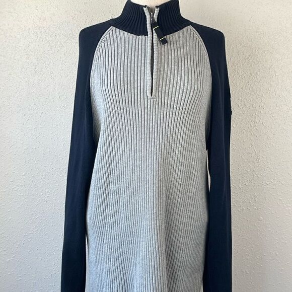 EUC Nautica Jeans Co. Mens 1/4 Zip Gray and Navy Sweater Size XL - Picture 1 of 7